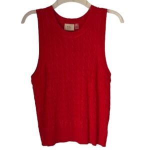 Elie. TAMARI  Women’s Size L Red Textured Sleeveless Knit Top Rayon Blend